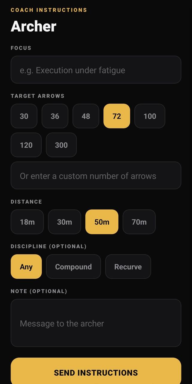 Coach instructions screen